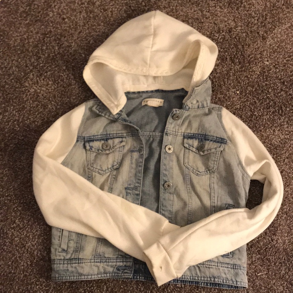 Cropped Denim Jacket with Hood